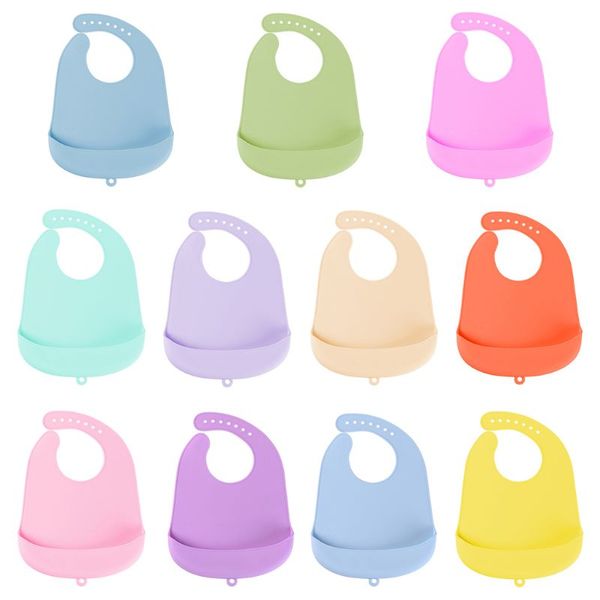 

grade silicone baby bibs waterproof newborn feeding saliva towel adjustable burp cloths accessories, Slivery;white