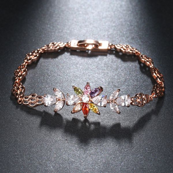 

disiniya popular in europe and the united states daily versatile colorful flowers zircon bracelet gift for women st3293, Black