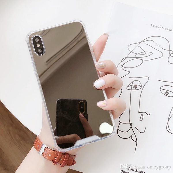 

new luxury mirror capa case for iphone 11 pro x 7 6s 8 plus tpu airbag edge soft back cover anti-knock coque samsung s8 s9 plus note 8 9