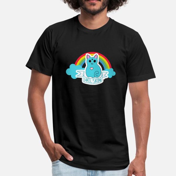 

hail satan t shirt men create 100% cotton o-neck basic solid graphic comical spring autumn natural shirt