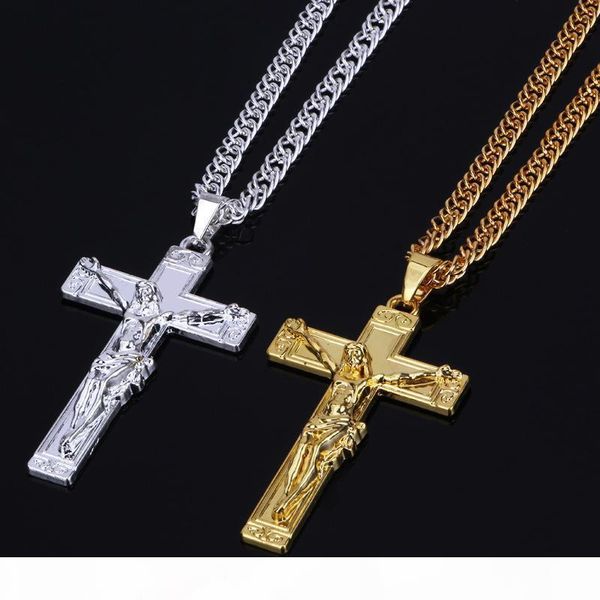 

gold silver color hiphop necklace steet fashion mens jesus cross pendant necklace hip-hop gift for christmas jewelry