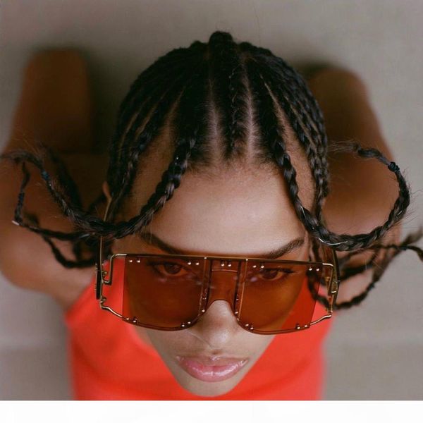 

sunglasses punk wind metal large frame sunglasses europe and america ins street shoot trend personality rivet sunglasses, White;black