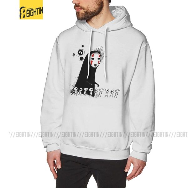 

hoodie men studio ghibli the spirits soot sprites kodama no face spirited away cotton hooded sweatshirts new hoodie shirt, Black