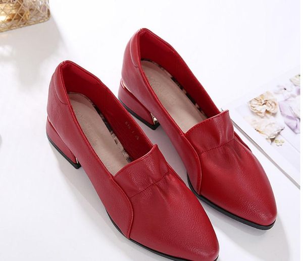 

women's shoes spring and autumn low heel pointed end @op12, Black