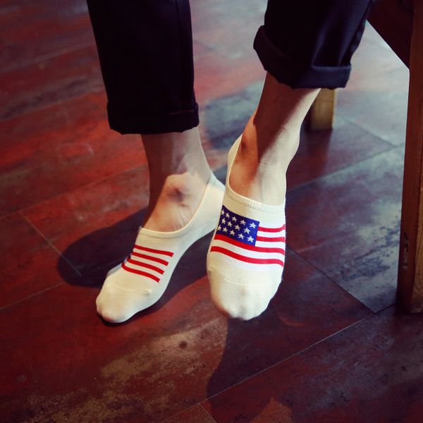 

men's socks fashion cotton stealth flag slippers comfortable silicome skipproof men, Black