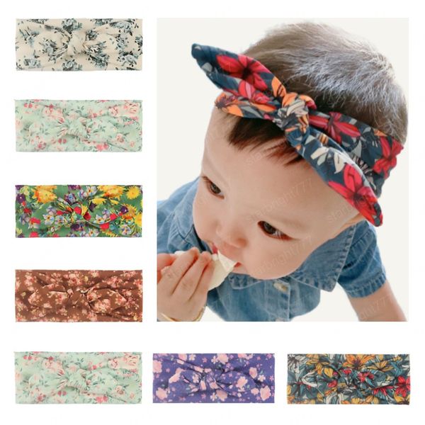 

cute baby florals bunny ear headband kids bowknot hairband children bandanas head band, Slivery;white