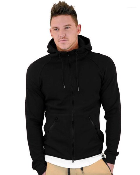 

casual long sleeve zipper hooded long pants mens clothing men tracksuit fashion natural color suits, Gray