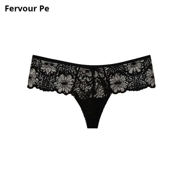 

fervour pe women g-string allure lace low waist t-back underwear panties ladies' thong a19074, Black;pink