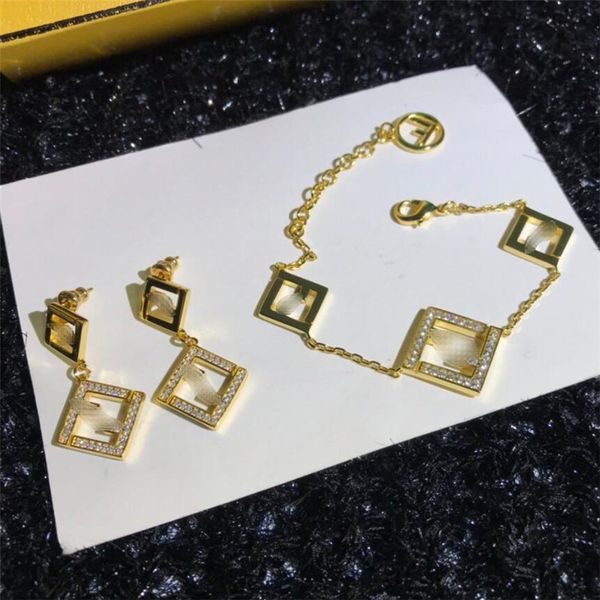 

stylish letter women earrings fashion hollow personality charm lady bracelets birthday gift for girls bangles jewelry, Golden