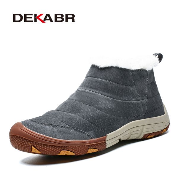 

dekabr winter men's shoes for men boots thick fur warm ankle boots men footwear waterproof snow botas hombre winter shoes, Black