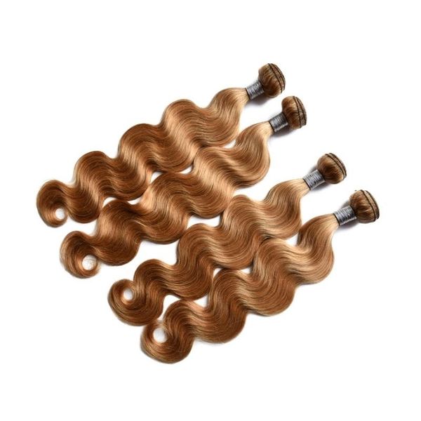 

необработанные бразильские девственные волосы цветные пучки # 27 волны тела и прямой 4шт 400г много для полной головки мягкой гладкой тексту, Black