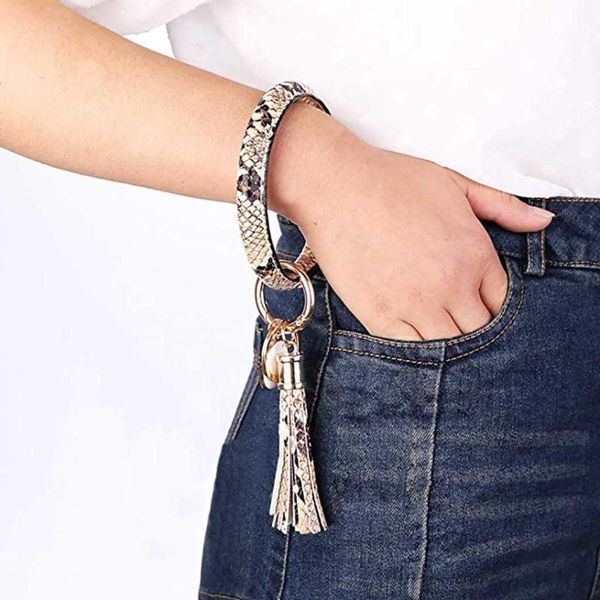 

new design women fashion trend simple large leather tassel keychain jewelry gift for women clothes bag accessories, Silver