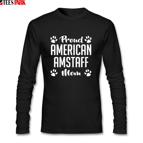 

man round neck proud american amstaff mom t-shirts men's hilarious tee shirt abstract long sleeve male t shirts top