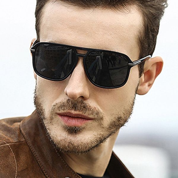 

lvvkee 2020 fashion oversized sunglasses men polarized mirror goggles driving sun glasses man brand designer retro, White;black