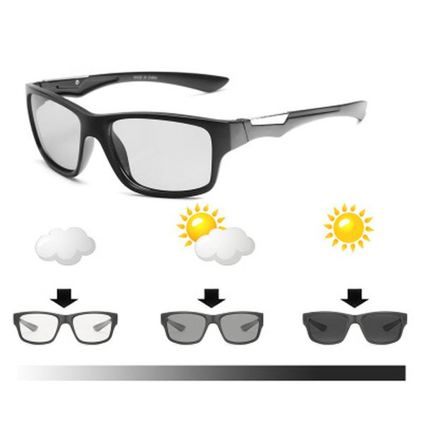 

pchromic sunglasses uv400 driving polarized transition lens uva & uvb chameleon glasses male change color, White;black