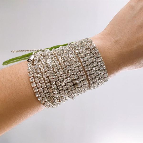 

2020 luxury full rhinestone multilayer adjustable bracelet jewelry for women bling long chain crystal bracelets & bangles gift, Black