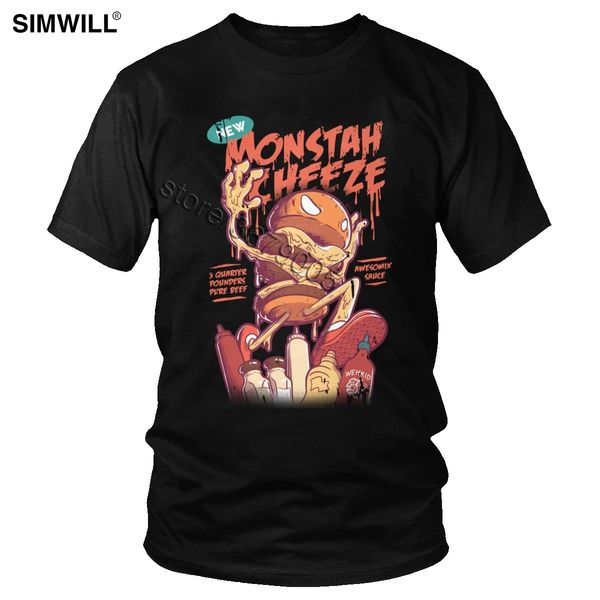 

vintage men hamburger monster cheeze t shirt crazy humor junk food kaiju t-shirt short sleeves cotton tee graphic print tshirt