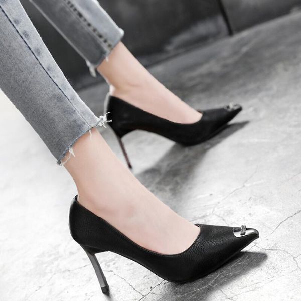 

2020 новые чистые красные женские туфли на высоких каблуках женщины 41 шпилек 42 экстра большого размера 43 одноместных обувь n72, Black