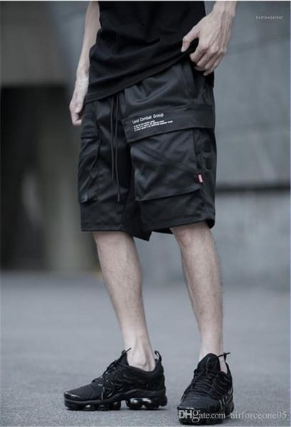 

loose knee length cargo pants sports teenager fashion shorts with pockets summer mens shorts, White;black