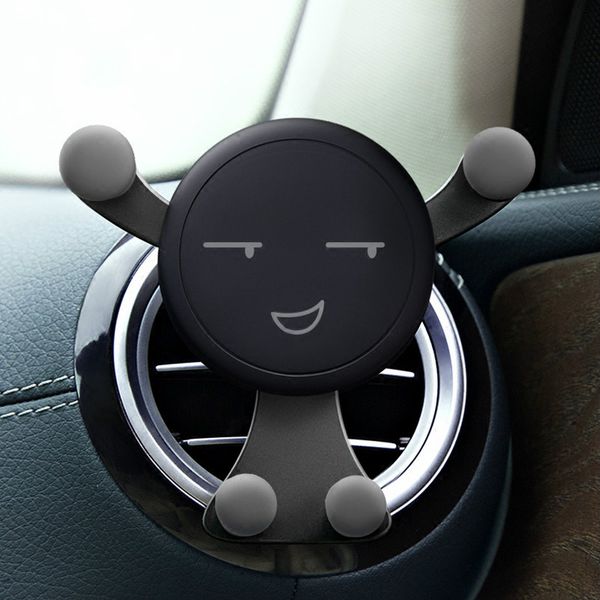 

holder for phone in car mobile gravity air vent monut smile face stand for iphone 11 8 7 plus auto support stand car accessories