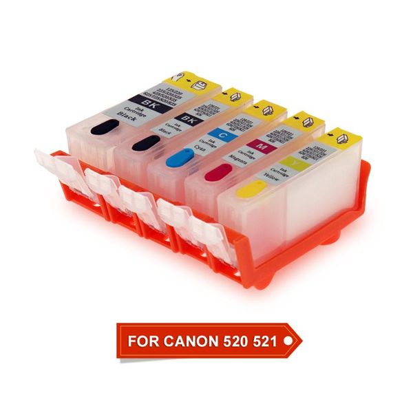 

ink cartridges 5 colors pgi520 cli521 refillable cartridge with arc chip for canon pixma ip3600 ip4600 ip4700 mx860 mx870 mp540 mp550 mp560