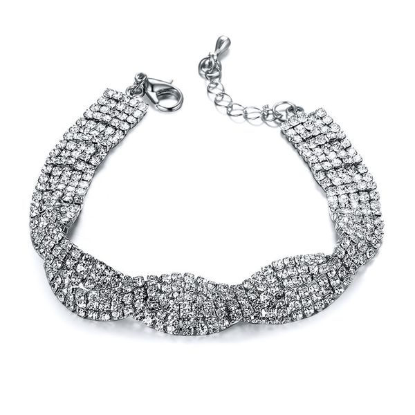 

luxury female white small round stone bracelet dainty silver color bracelets for women trendy bridal infinity wedding bracelet, Golden;silver