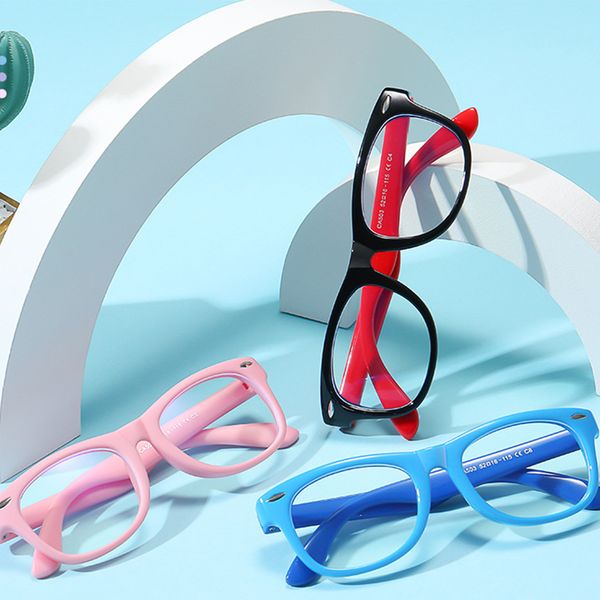 

3~9 years old kids silicone blue light blocking glasses lightweight eye glasses frame filter blue ray computer game, Black