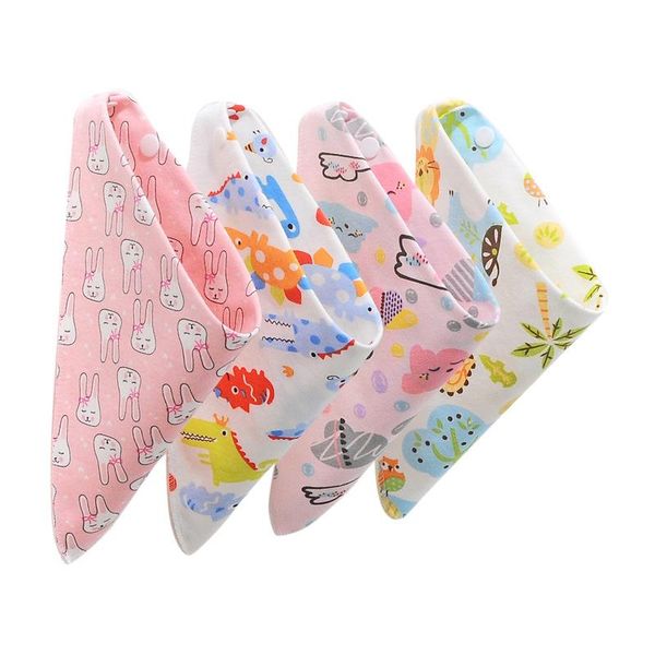 

cartoon cloth bib triangle cotton girls scarf collar apron feeding bibs burp boys cute baby dzaku