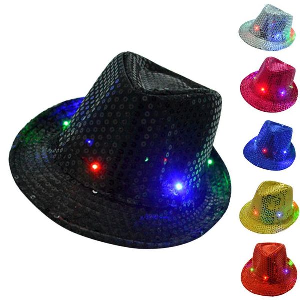 

fashion adult/kids led cap flashing light up sequins birthday masquerade party hat props women men casual caps msk66, Blue;gray