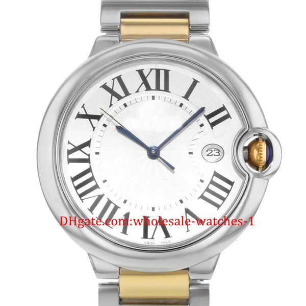 

steel bleu 18k yellow gold steel silver dial mens watch 42mm dress lady, Slivery;brown