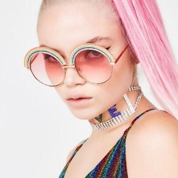 

round rainbow sunglasses fashion personality sun glasses children sunglasses steampunk glasses kids boys girls eyeglasses oculos, White;black