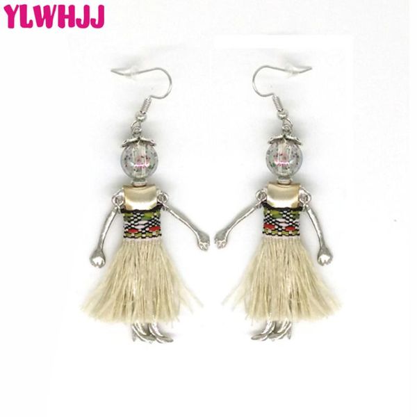 

dangle & chandelier ylwhjj brand women cute doll tassel earrings girl dress baby bohemia drop alloy fashion statement jewelry, Silver