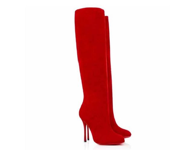 

black/red long boot vitish 100mm high heels red bottom boots matte leather soft leather fashion boots france fashion heels women boots 35-41