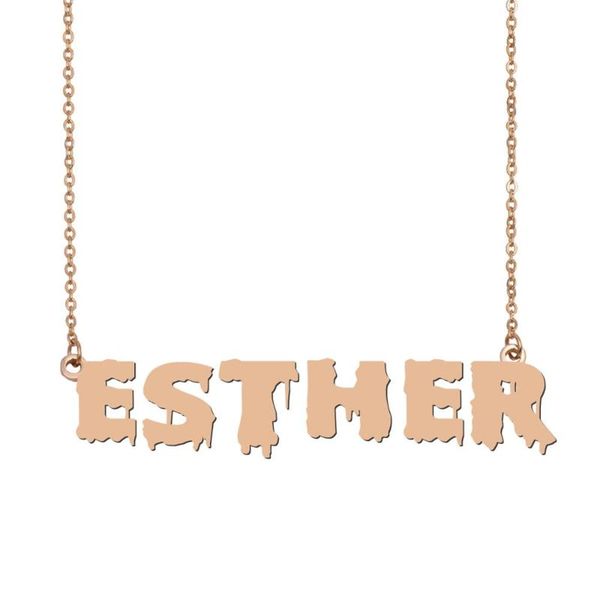 

pendant necklaces esther name necklace , cool bloody art for halloween and santa's day jewelry gift kids boys girls, Silver