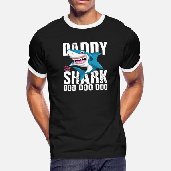 

daddy shark father s day t shirt men custom cotton o-neck fit anti-wrinkle authentic spring autumn outfit shirt