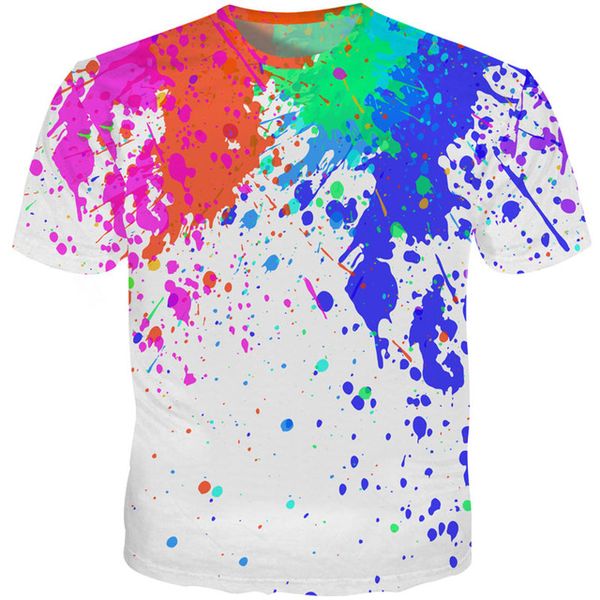 

youthup for splatter paint print men colorful summer 3d print shirts anime kawaii harajuku men clothing
