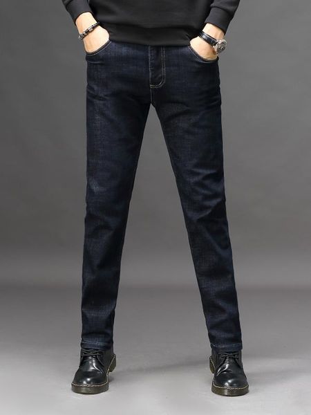 

men's straight jeans stretch long pants, Blue