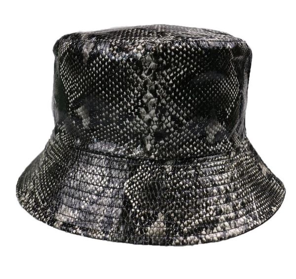

bucket women skin fashion foxmother leather ladies snake caps hats fisherman casquette new print utzvg outdoors2009, Black;white
