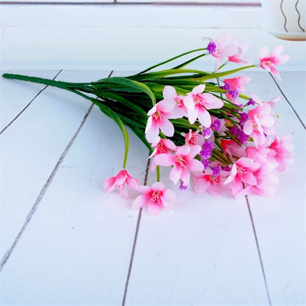 

artificial flowers silk archid fake plants plastic flowers bouquet for wedding party decorative flowers simulation leave plant