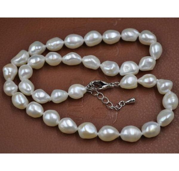 

fashion jewelry new 9-10 baroque real cultured pearl necklace, Silver