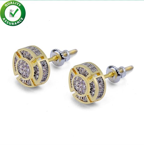 

designer earrings men luxury hip hop jewelry boho earings bling diamond rapper gold stud pandora style charms round ear ring women wedding, Golden