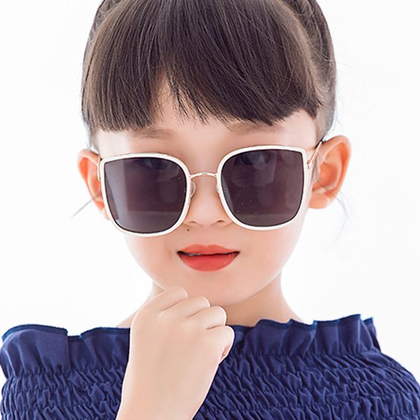 

child square metal frame girls boys sunglasses gray blue red lens uv400 eye protection children kids outdoor eyewear, White;black