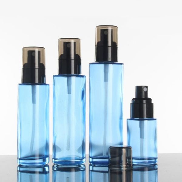 

120ml blue glass spray bottle,empty cream lotion pump container