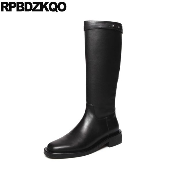 

knee high equestrian brand women winter boots genuine leather shoes black crossdresser wide calf 12 44 tall riding big size 10