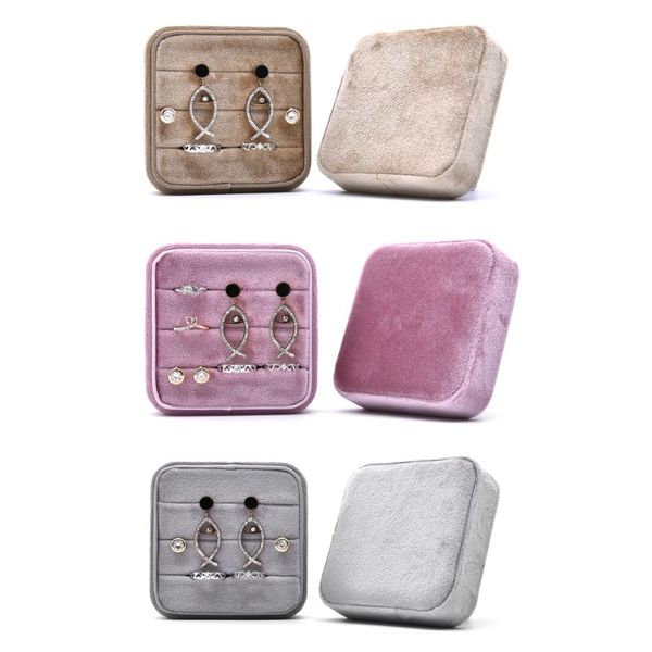 

velvet ring box square jewelry box valentine's day ring with detachable lid f3md, Pink;blue