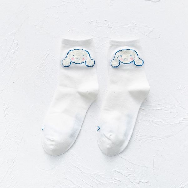 

2020 autumn stockings stockingsjacquard stockings and winter new white socks female jade dog cartoon cute jacquard girl cotton mid-calf sock, Black