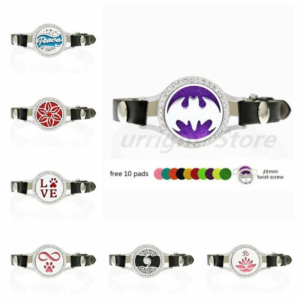 

love peace essential oil diffuser locket bracelet twist screw 25mm locket for women perfume bracelet jewelry 10pads, Golden;silver