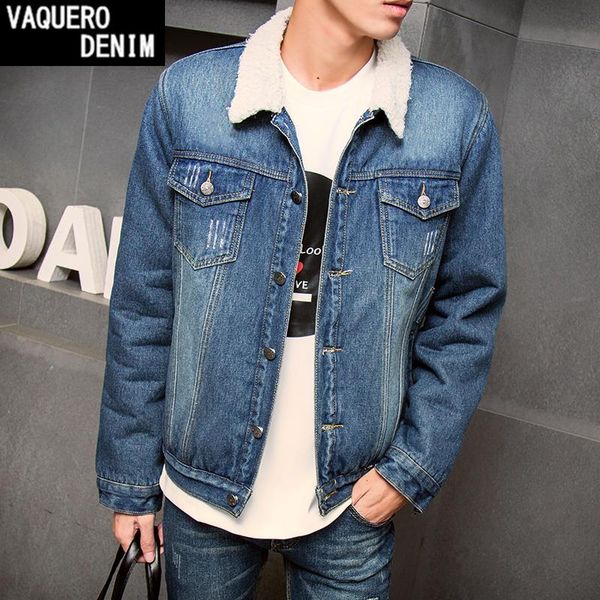 

2020 new arrival winter autumn men jean jacket thickening warm denim jacket men's jean coat keep warm slim fit, Black;brown