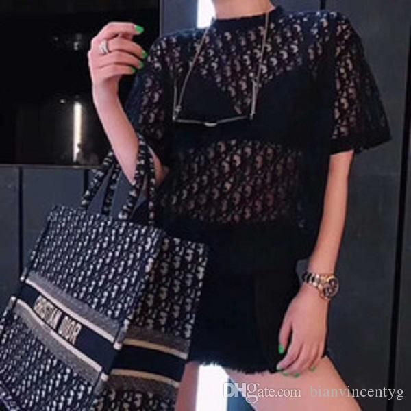 

women letter hollow out same style runway fashion round neck short sleeve oversized shirts party tees streetwear nightclub bar, White;black