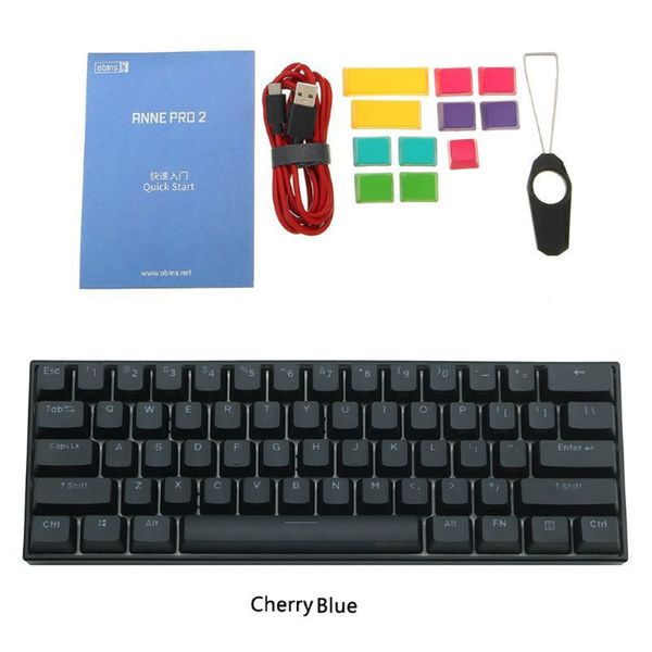 

keyboards anne pro2 mini portable wireless bluetooth 60% mechanical keyboard cherry blue red sliver switch gaming